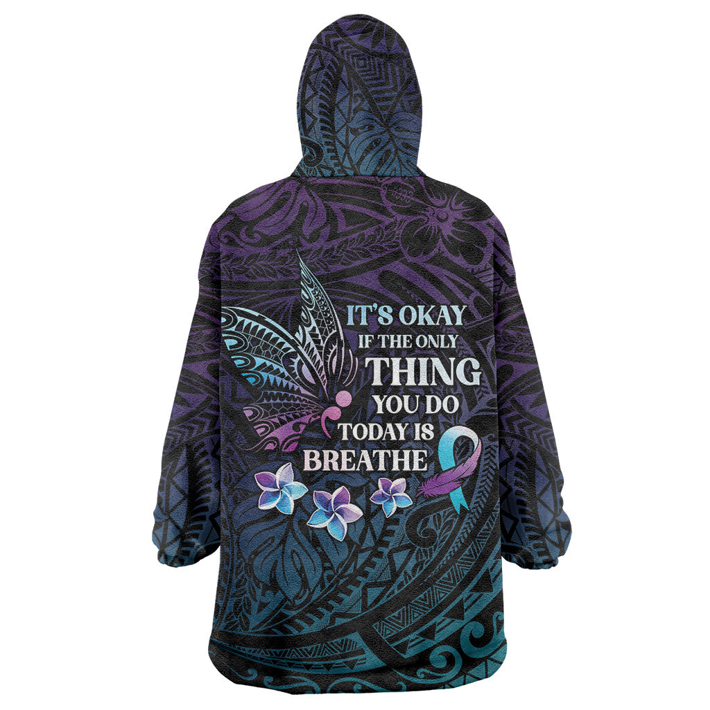 Polynesia Suicide Prevention Wearable Blanket Hoodie Keep Going The World Needs You