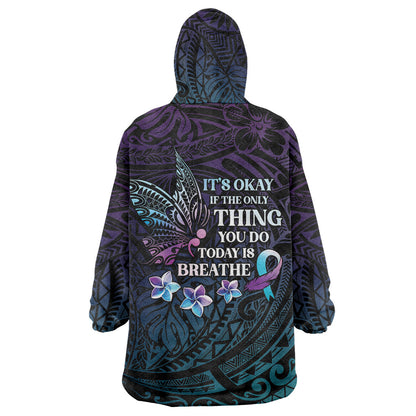 Polynesia Suicide Prevention Wearable Blanket Hoodie Keep Going The World Needs You