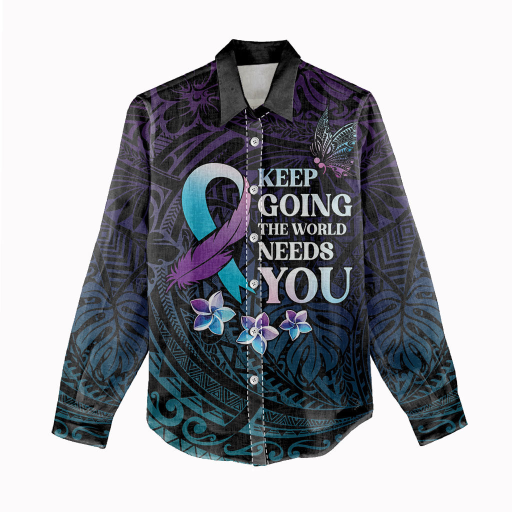 Polynesia Suicide Prevention Women Casual Shirt Keep Going The World Needs You