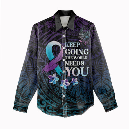 Polynesia Suicide Prevention Women Casual Shirt Keep Going The World Needs You