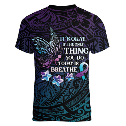 Polynesia Suicide Prevention Women V-Neck T-Shirt Keep Going The World Needs You