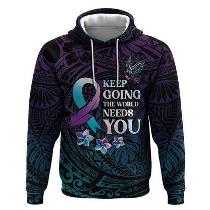 Polynesia Suicide Prevention Zip Hoodie Keep Going The World Needs You