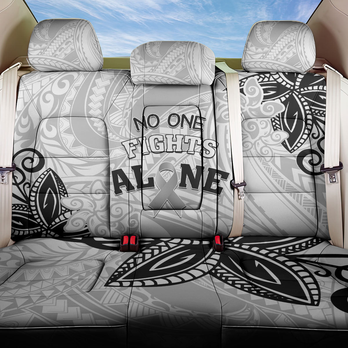 Polynesia Brain Cancer Back Car Seat Cover No One Fights Alone