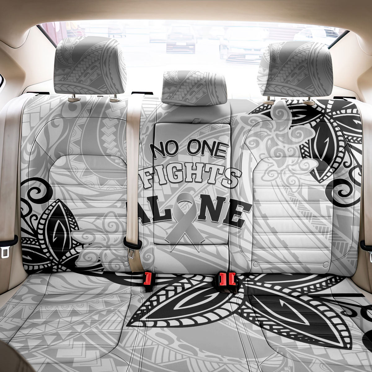 Polynesia Brain Cancer Back Car Seat Cover No One Fights Alone