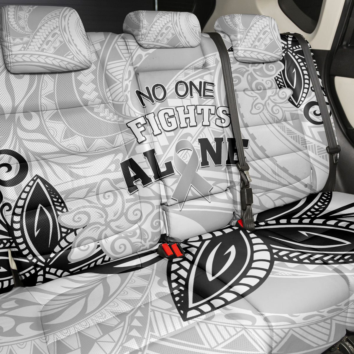 Polynesia Brain Cancer Back Car Seat Cover No One Fights Alone