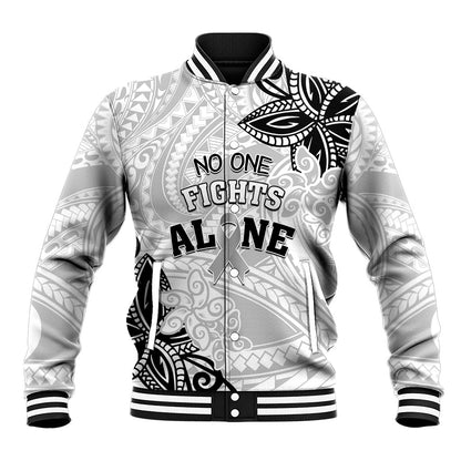Personalised Polynesia Brain Cancer Baseball Jacket No One Fights Alone