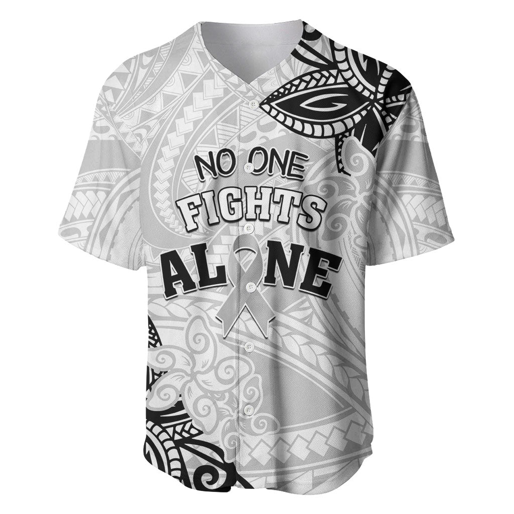 Personalised Polynesia Brain Cancer Baseball Jersey No One Fights Alone