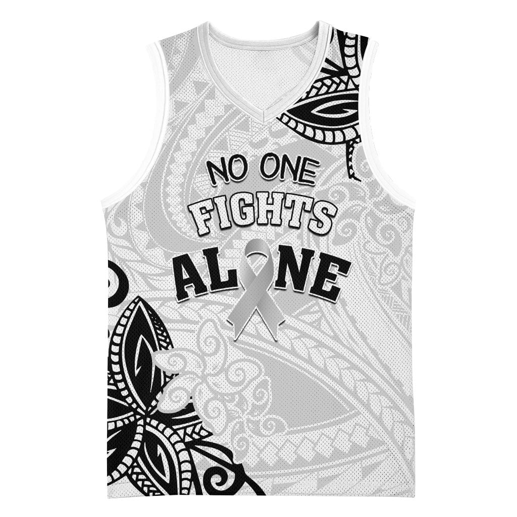 Personalised Polynesia Brain Cancer Basketball Jersey No One Fights Alone