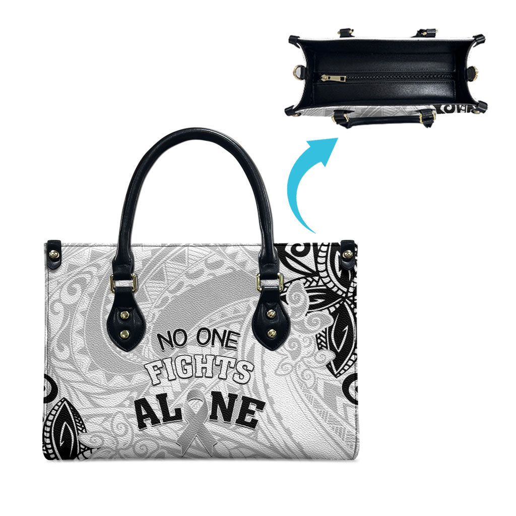 Polynesia Brain Cancer Leather Bag No One Fights Alone