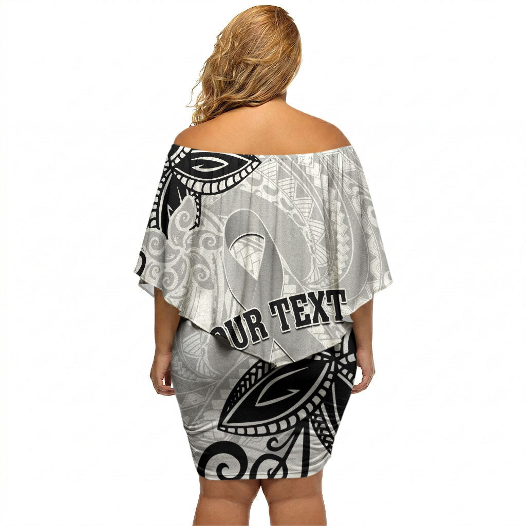 Personalised Polynesia Brain Cancer Off Shoulder Short Dress No One Fights Alone