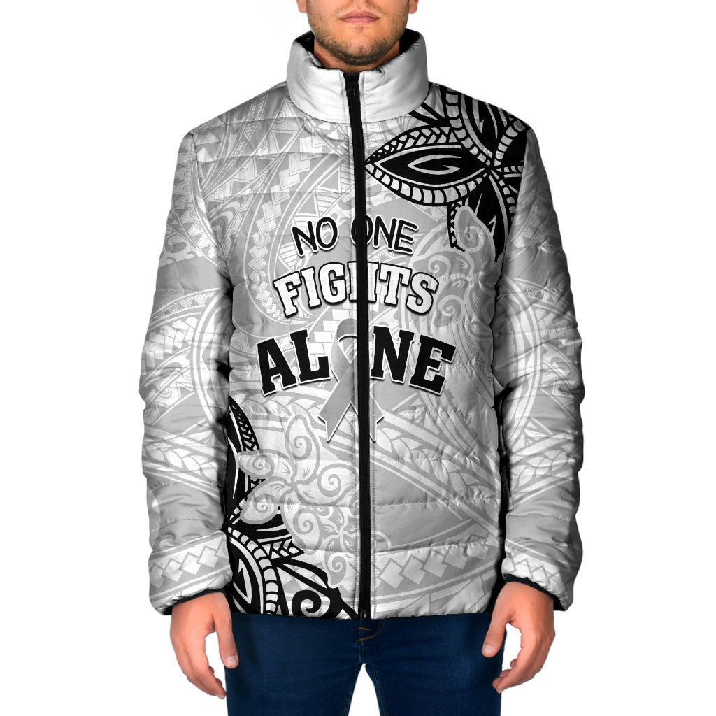 Personalised Polynesia Brain Cancer Padded Jacket No One Fights Alone