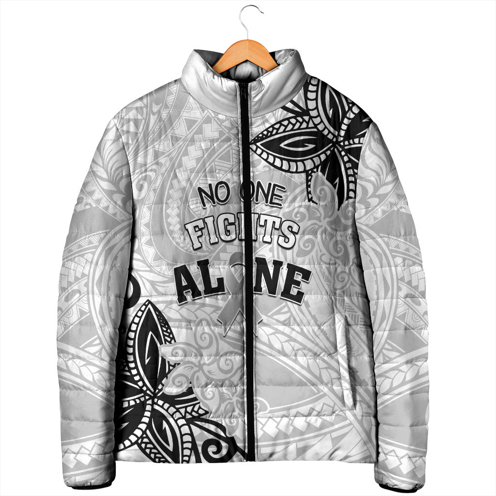 Personalised Polynesia Brain Cancer Padded Jacket No One Fights Alone