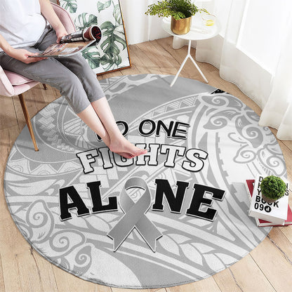 Polynesia Brain Cancer Round Carpet No One Fights Alone