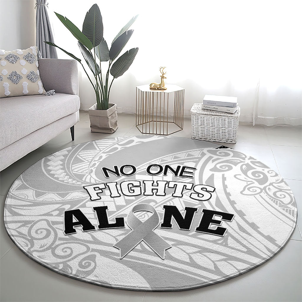 Polynesia Brain Cancer Round Carpet No One Fights Alone