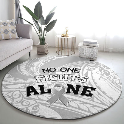 Polynesia Brain Cancer Round Carpet No One Fights Alone