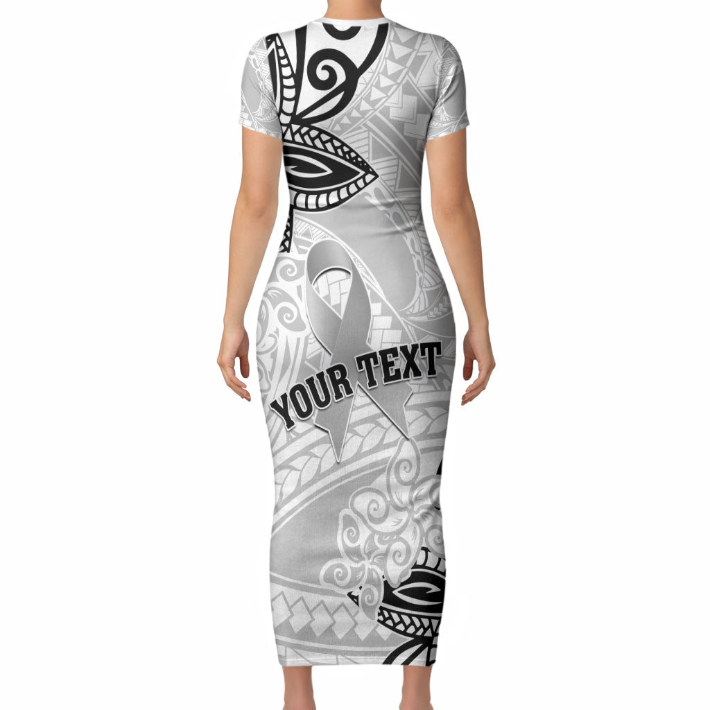 Personalised Polynesia Brain Cancer Short Sleeve Bodycon Dress No One Fights Alone