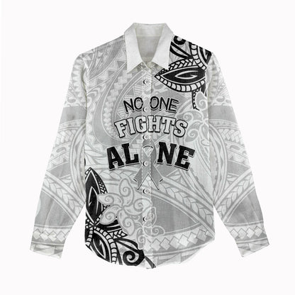 Personalised Polynesia Brain Cancer Women Casual Shirt No One Fights Alone