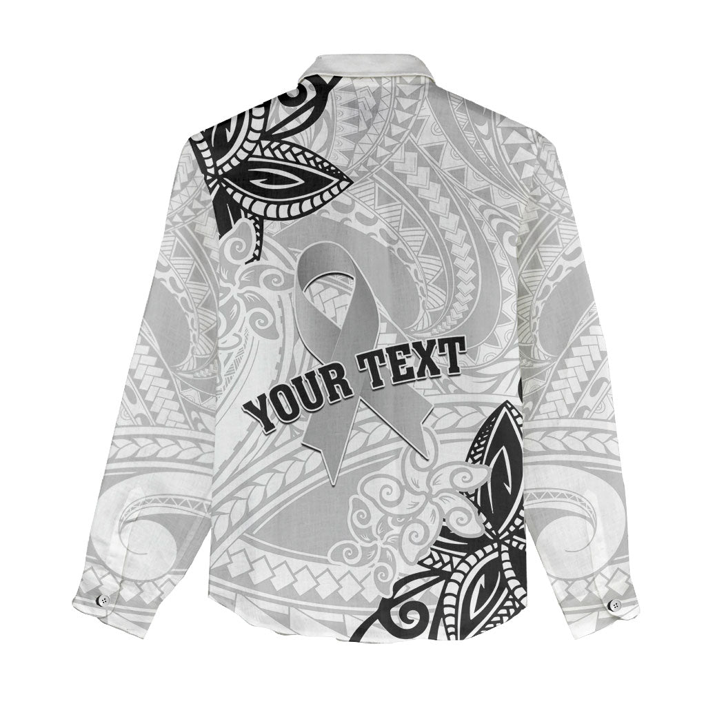 Personalised Polynesia Brain Cancer Women Casual Shirt No One Fights Alone