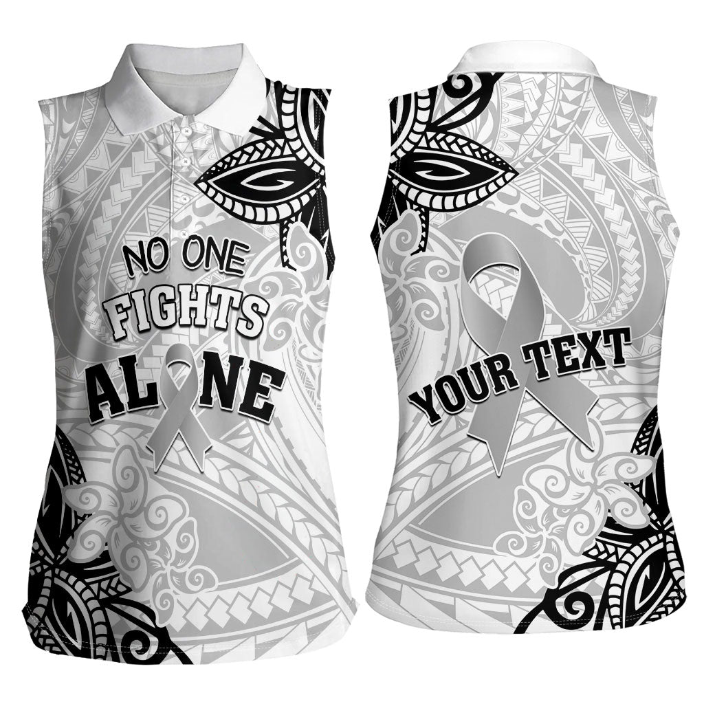 Personalised Polynesia Brain Cancer Women Sleeveless Polo Shirt No One Fights Alone
