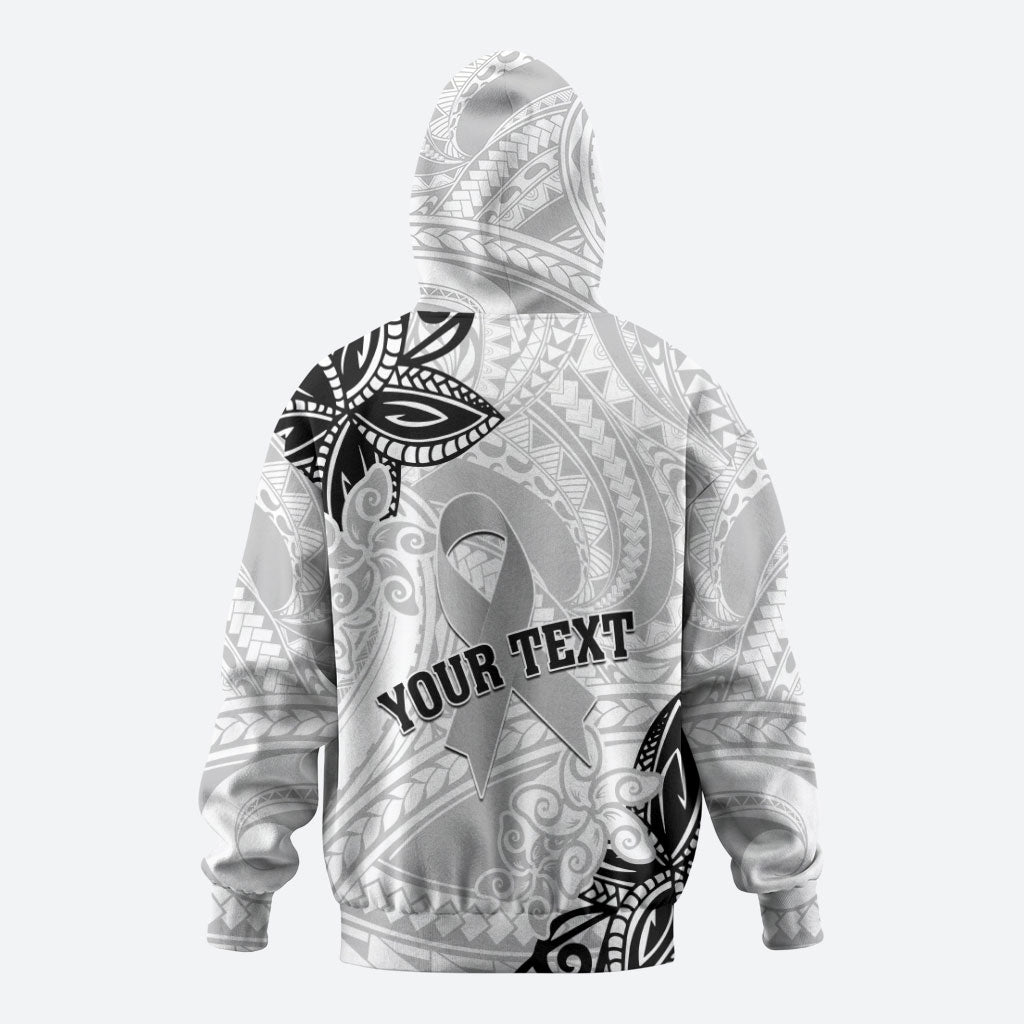 Personalised Polynesia Brain Cancer Zip Hoodie No One Fights Alone