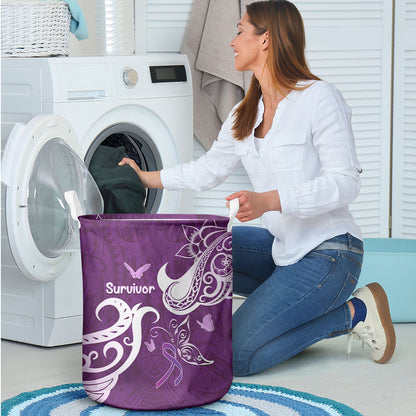 Fibromyalgia Support Laundry Basket Polynesian Purple Ribbon