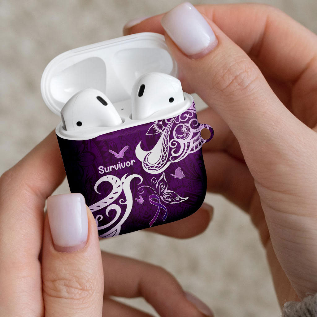 Fibromyalgia Support AirPods Case Polynesian Purple Ribbon