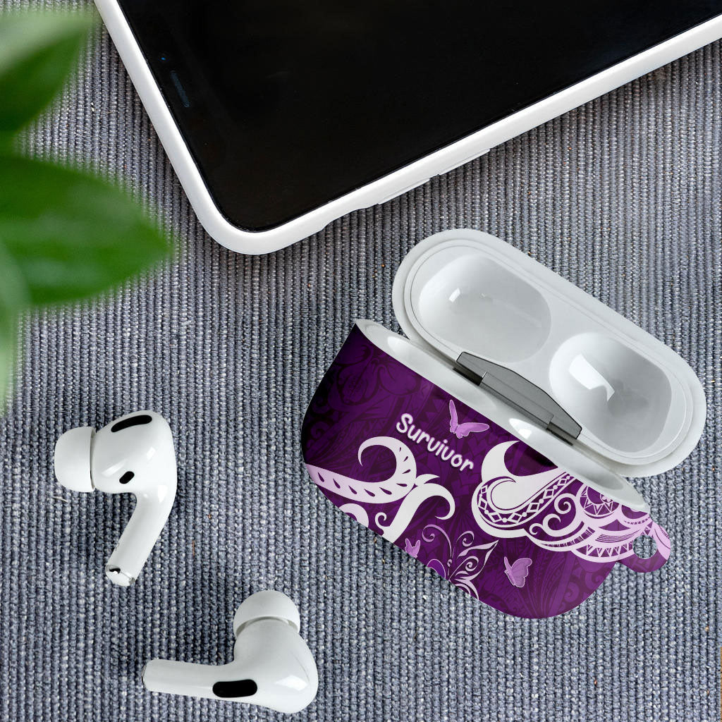 Fibromyalgia Support AirPods Case Polynesian Purple Ribbon