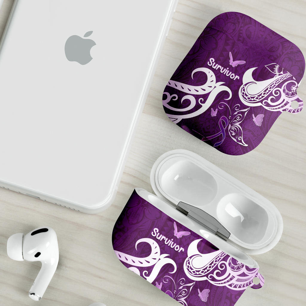 Fibromyalgia Support AirPods Case Polynesian Purple Ribbon