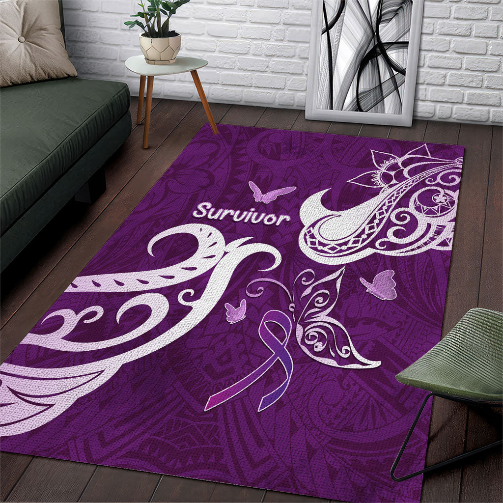 Fibromyalgia Support Area Rug Polynesian Purple Ribbon