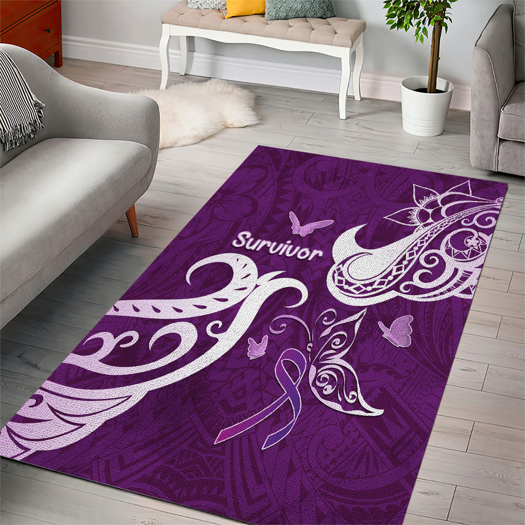 Fibromyalgia Support Area Rug Polynesian Purple Ribbon