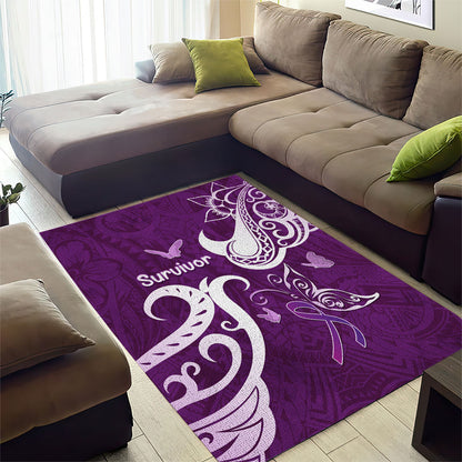 Fibromyalgia Support Area Rug Polynesian Purple Ribbon