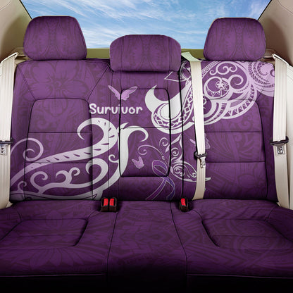 Fibromyalgia Support Back Car Seat Cover Polynesian Purple Ribbon