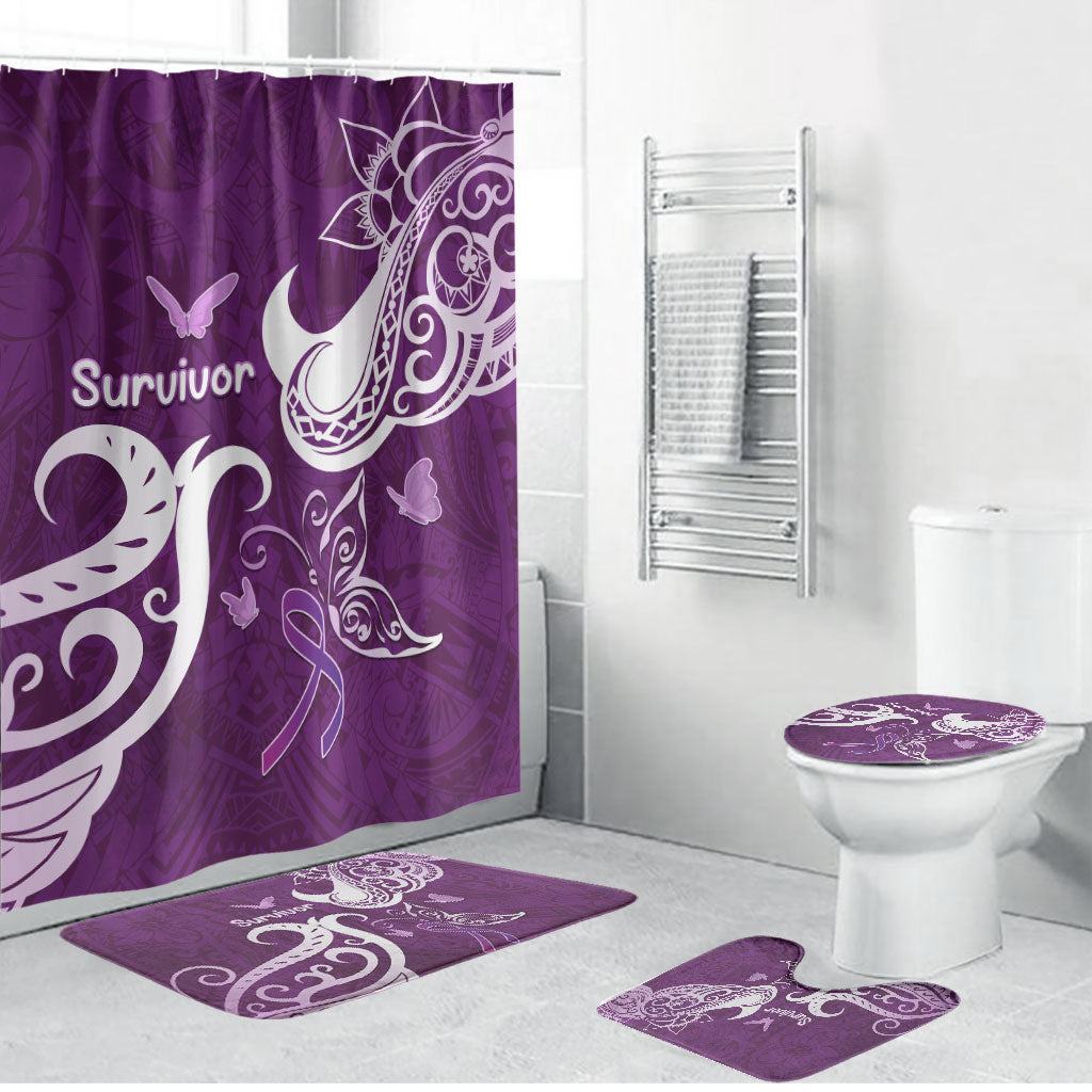 Fibromyalgia Support Bathroom Set Polynesian Purple Ribbon