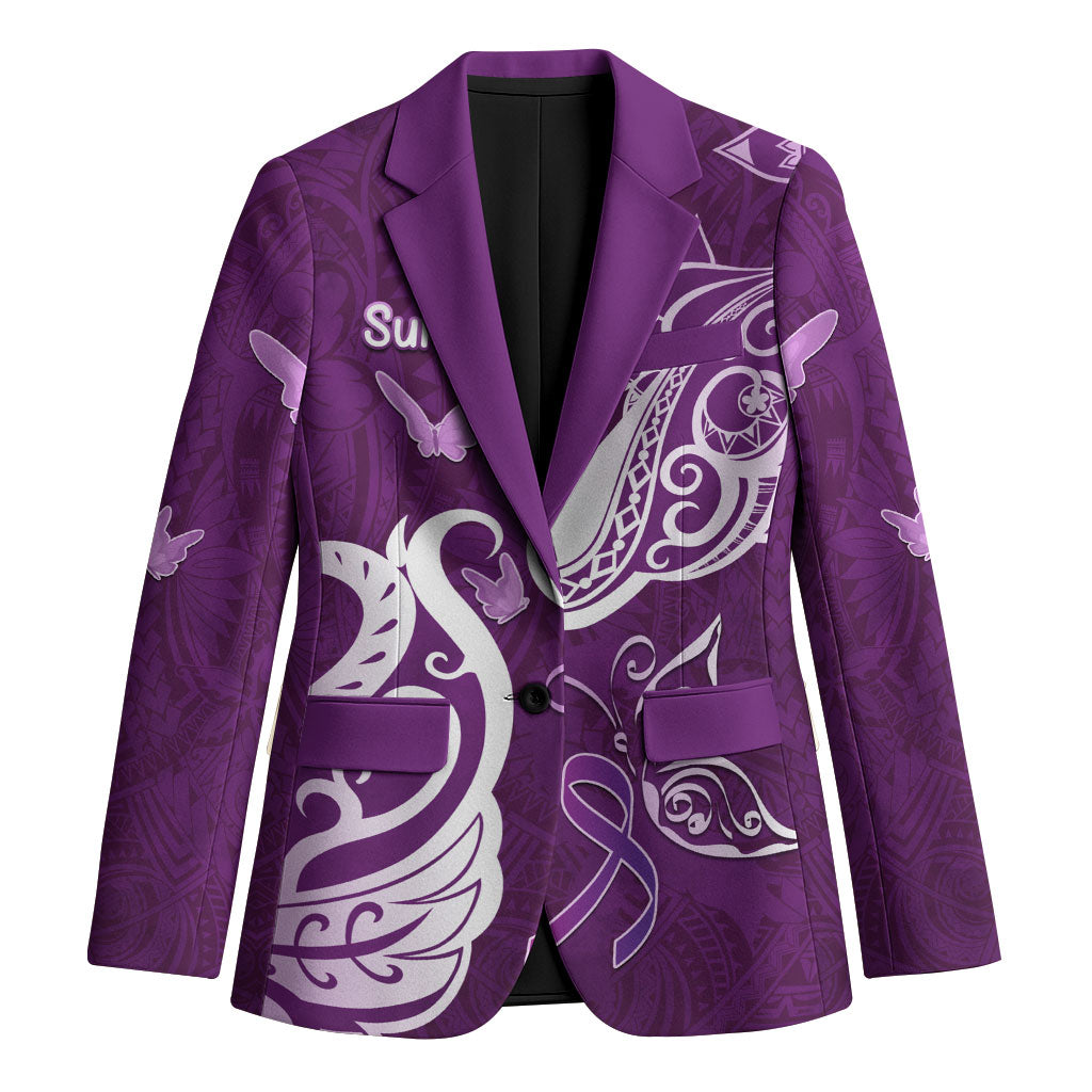 Personalised Fibromyalgia Support Blazer Polynesian Purple Ribbon