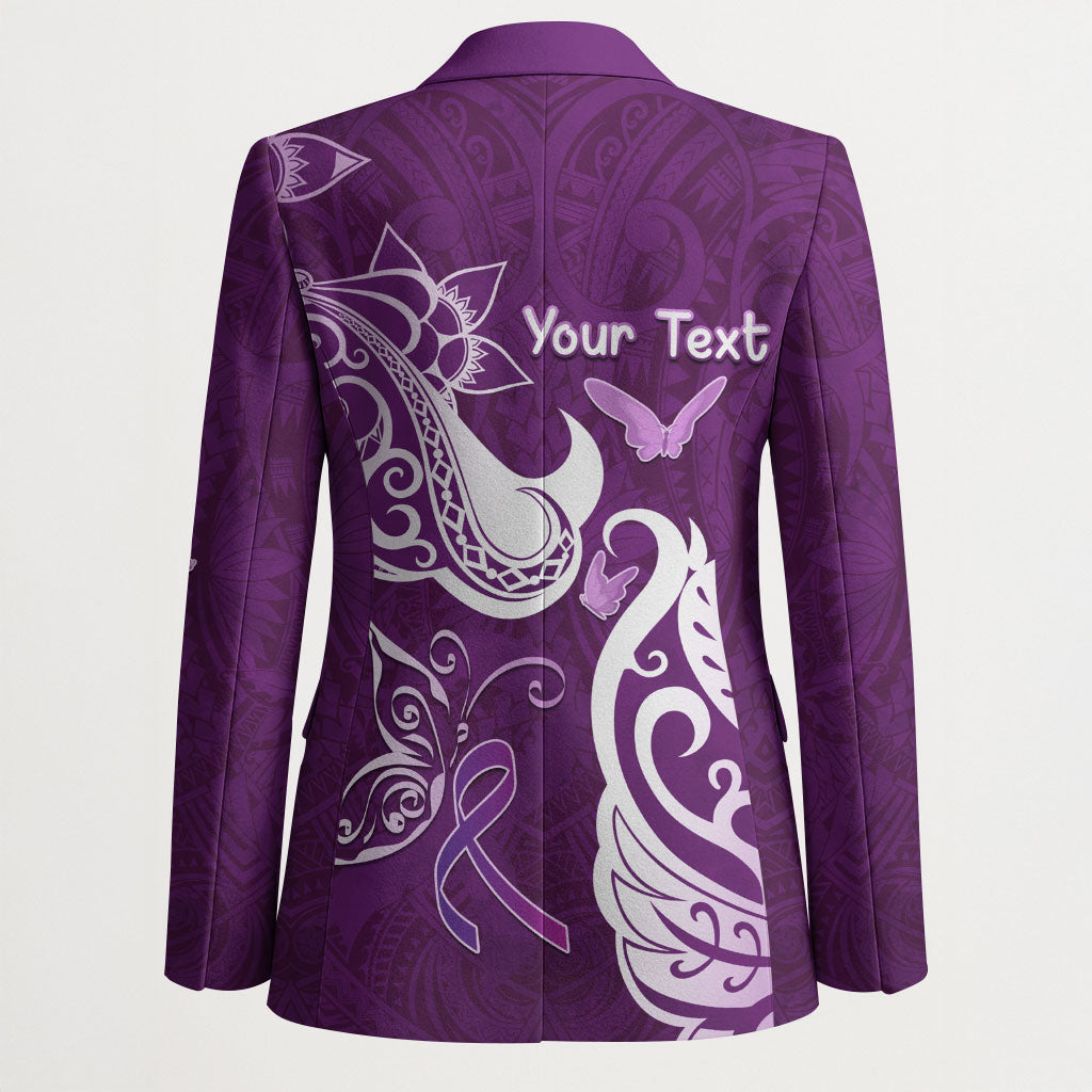 Personalised Fibromyalgia Support Blazer Polynesian Purple Ribbon