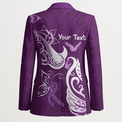 Personalised Fibromyalgia Support Blazer Polynesian Purple Ribbon
