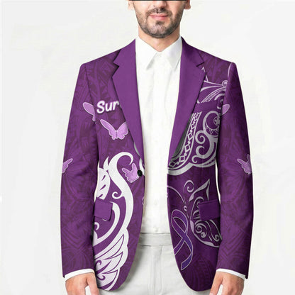 Personalised Fibromyalgia Support Blazer Polynesian Purple Ribbon