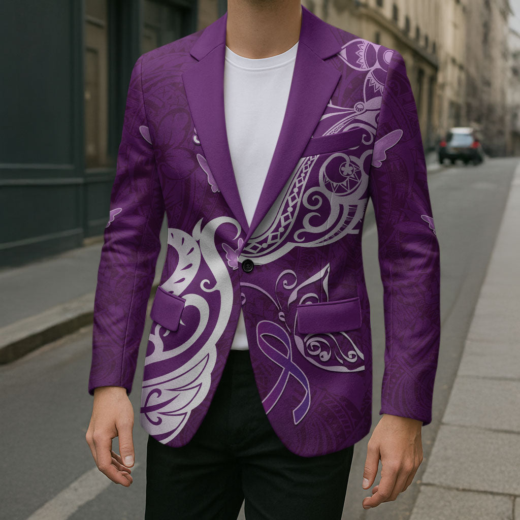 Personalised Fibromyalgia Support Blazer Polynesian Purple Ribbon