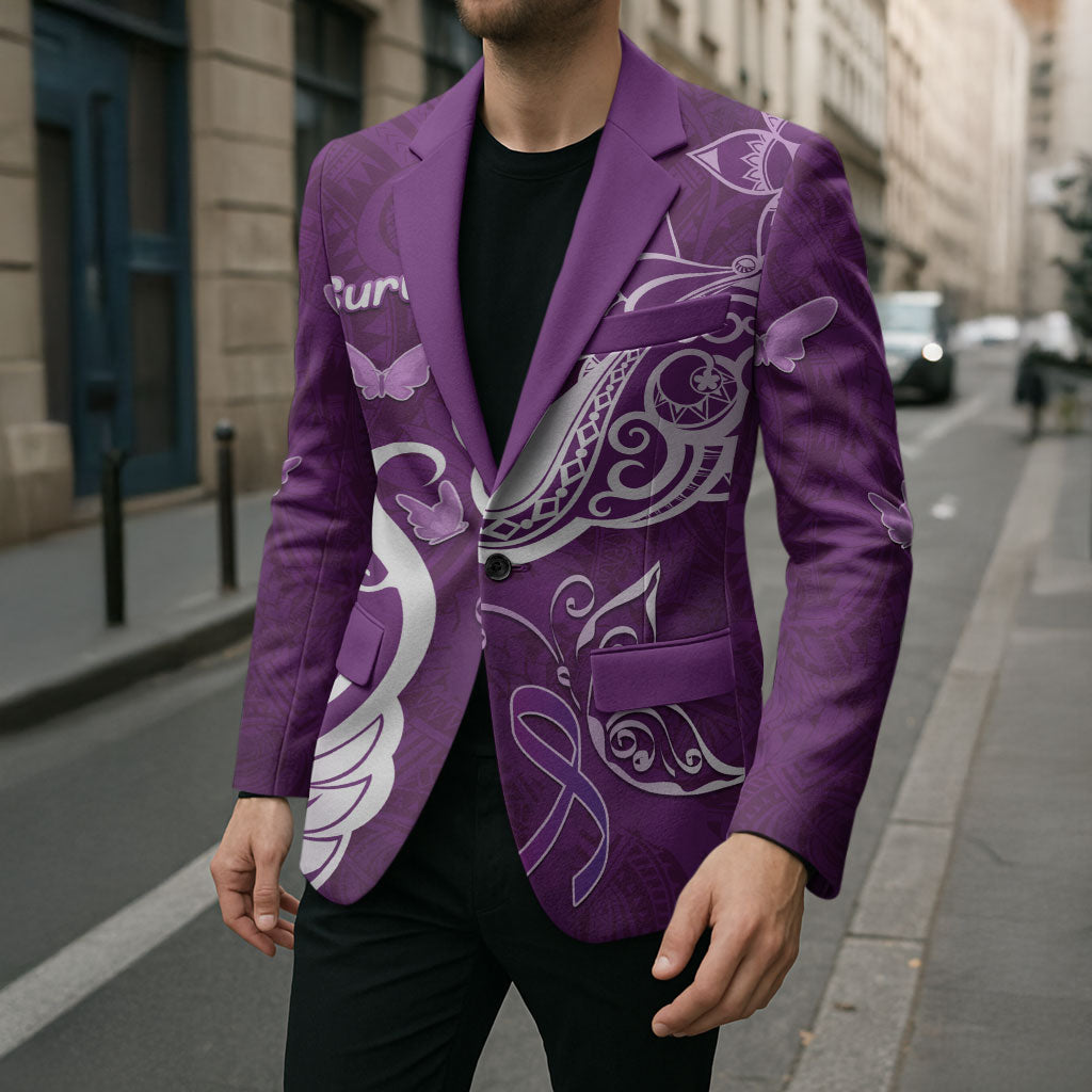 Personalised Fibromyalgia Support Blazer Polynesian Purple Ribbon