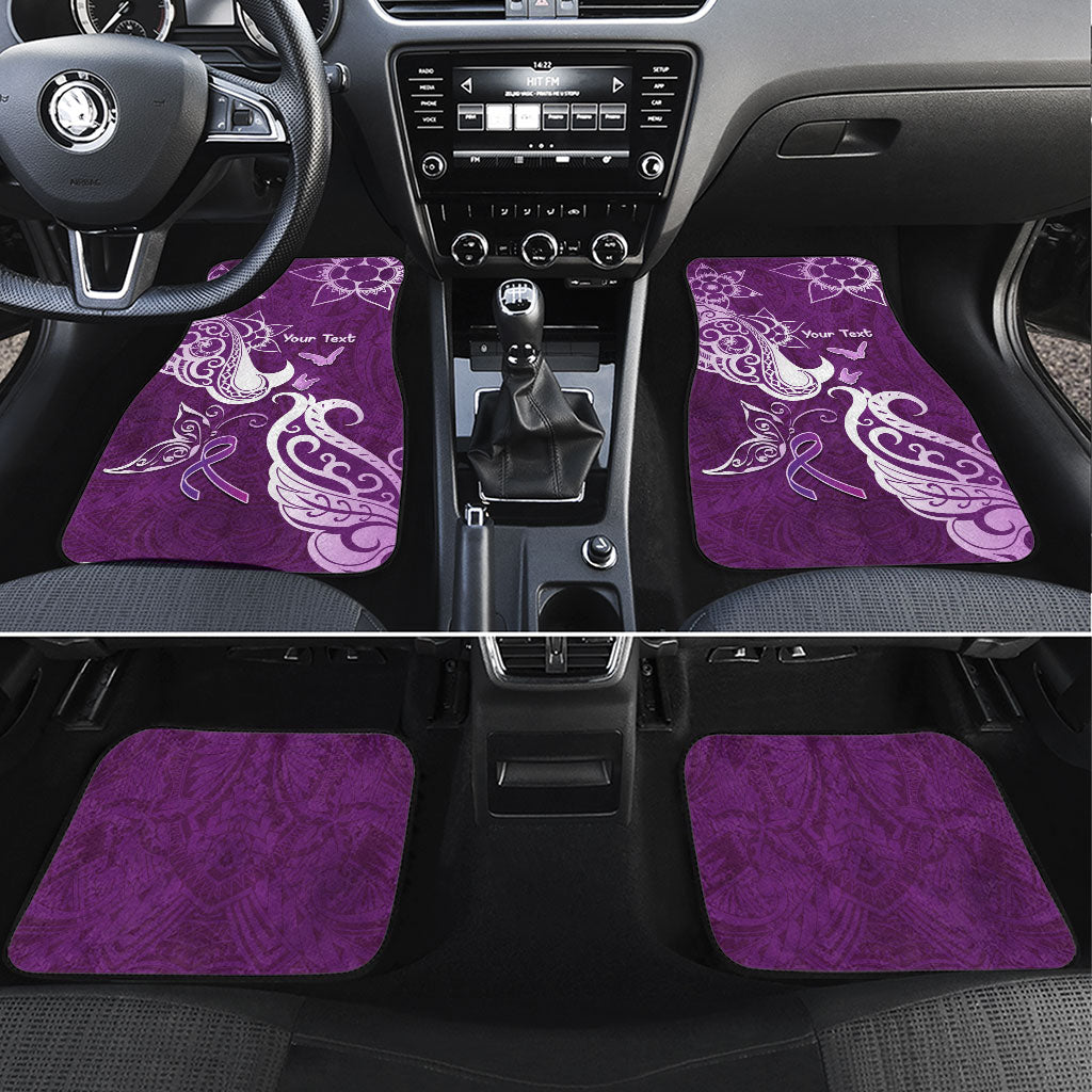 Personalised Fibromyalgia Support Car Mats Polynesian Purple Ribbon