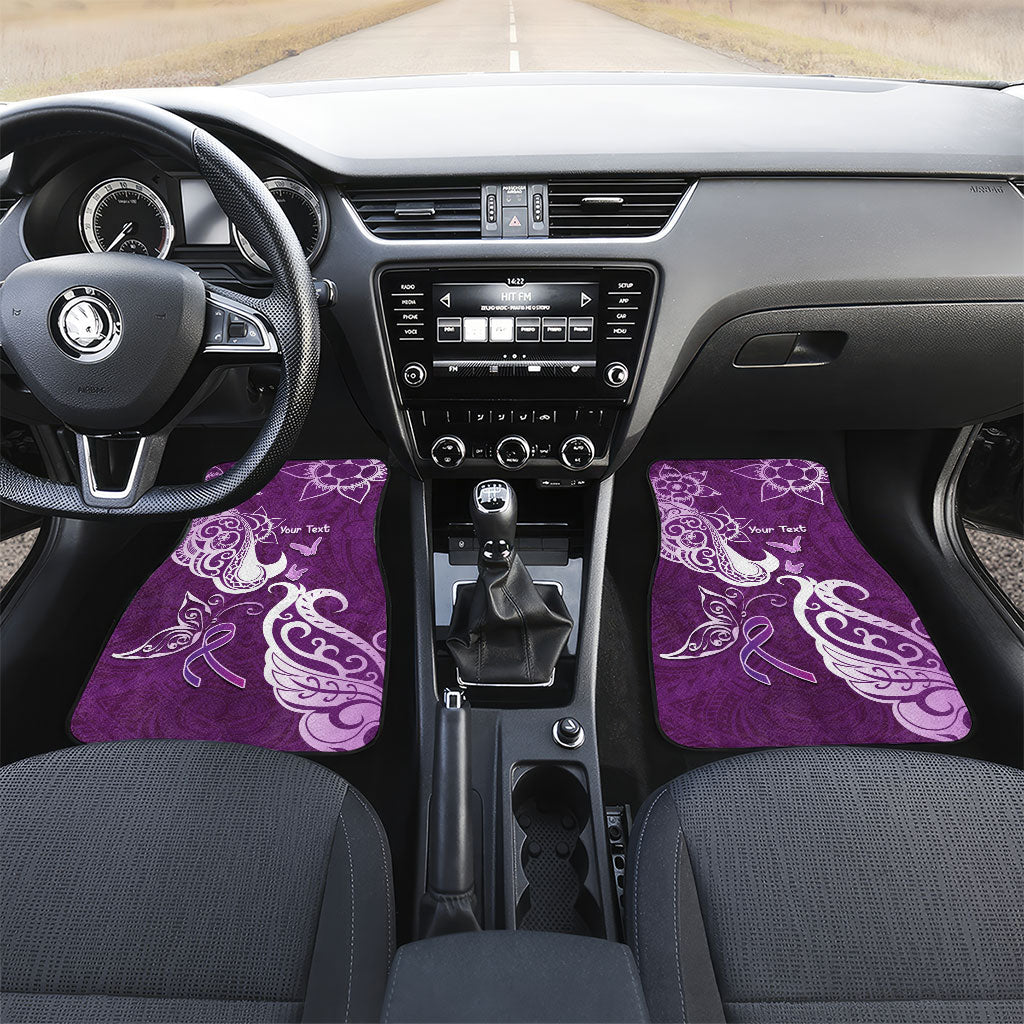 Personalised Fibromyalgia Support Car Mats Polynesian Purple Ribbon