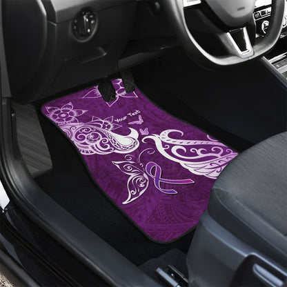 Personalised Fibromyalgia Support Car Mats Polynesian Purple Ribbon