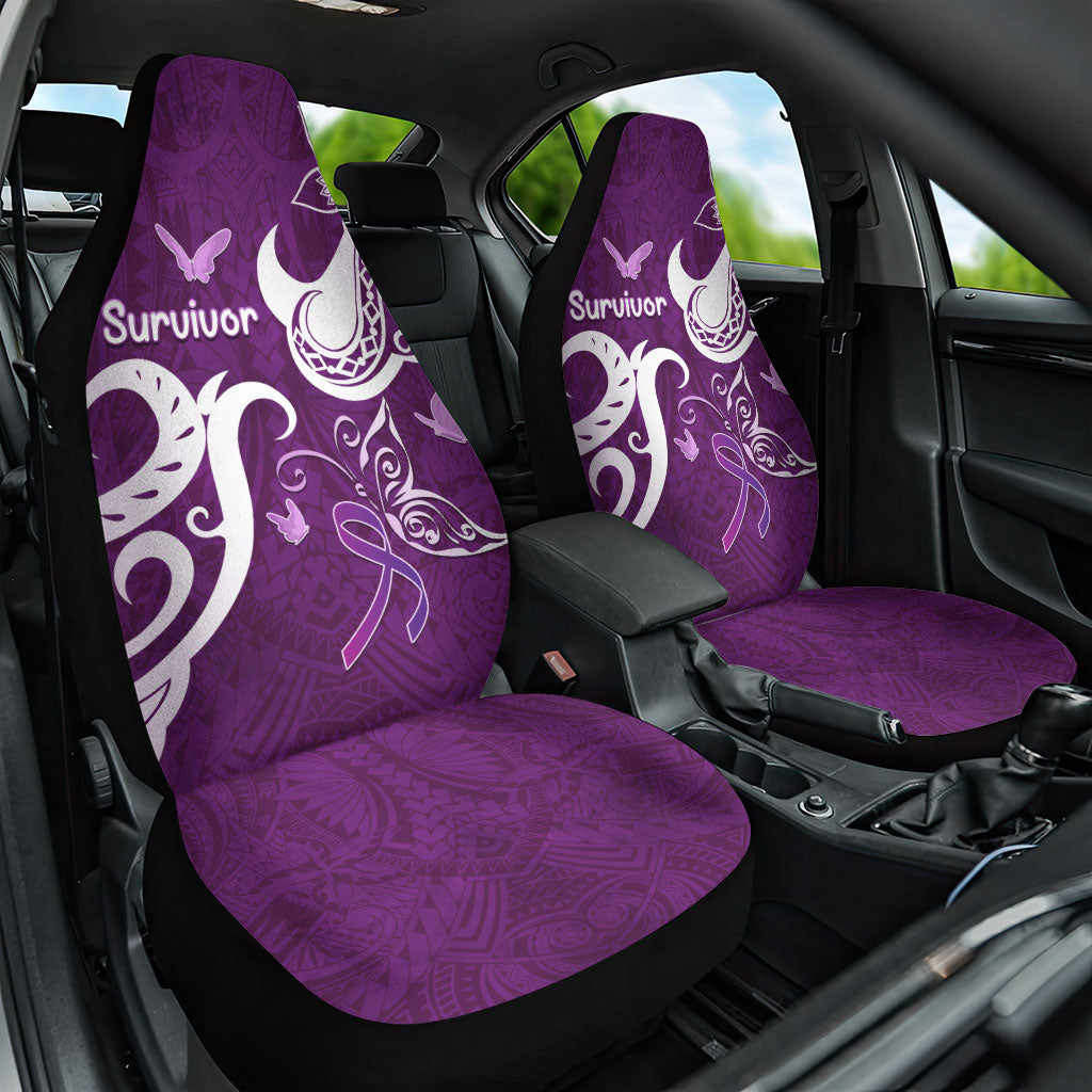 Fibromyalgia Support Car Seat Cover Polynesian Purple Ribbon