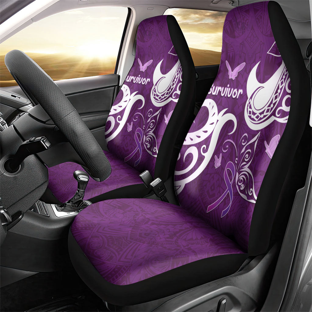Fibromyalgia Support Car Seat Cover Polynesian Purple Ribbon