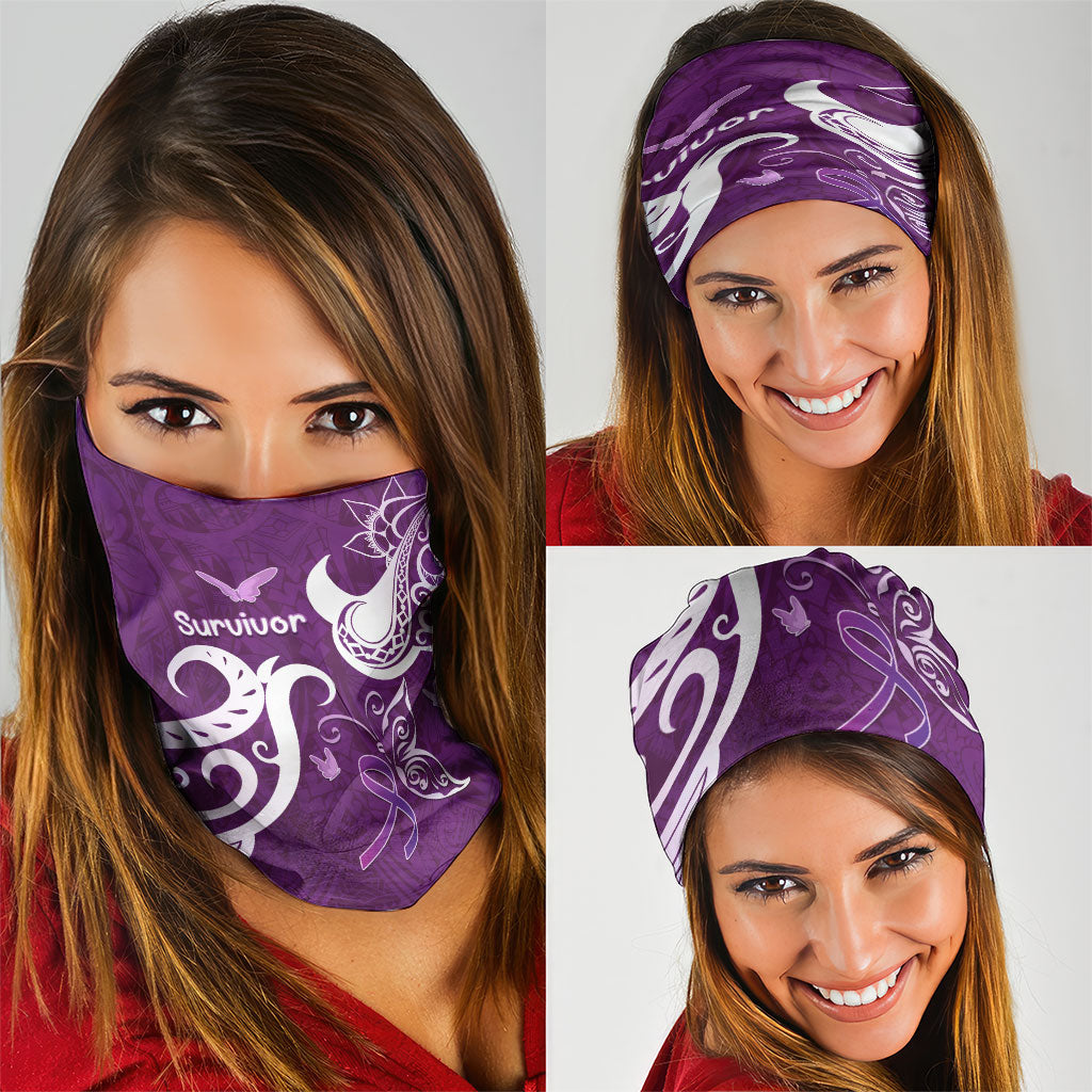 Fibromyalgia Support Neck Gaiter Polynesian Purple Ribbon