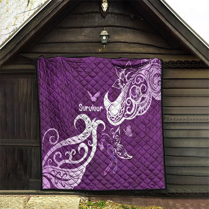 Fibromyalgia Support Quilt Polynesian Purple Ribbon