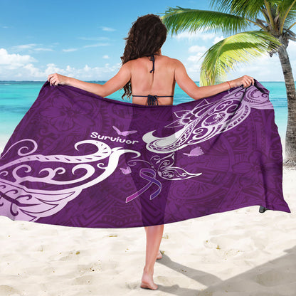 Fibromyalgia Support Sarong Polynesian Purple Ribbon