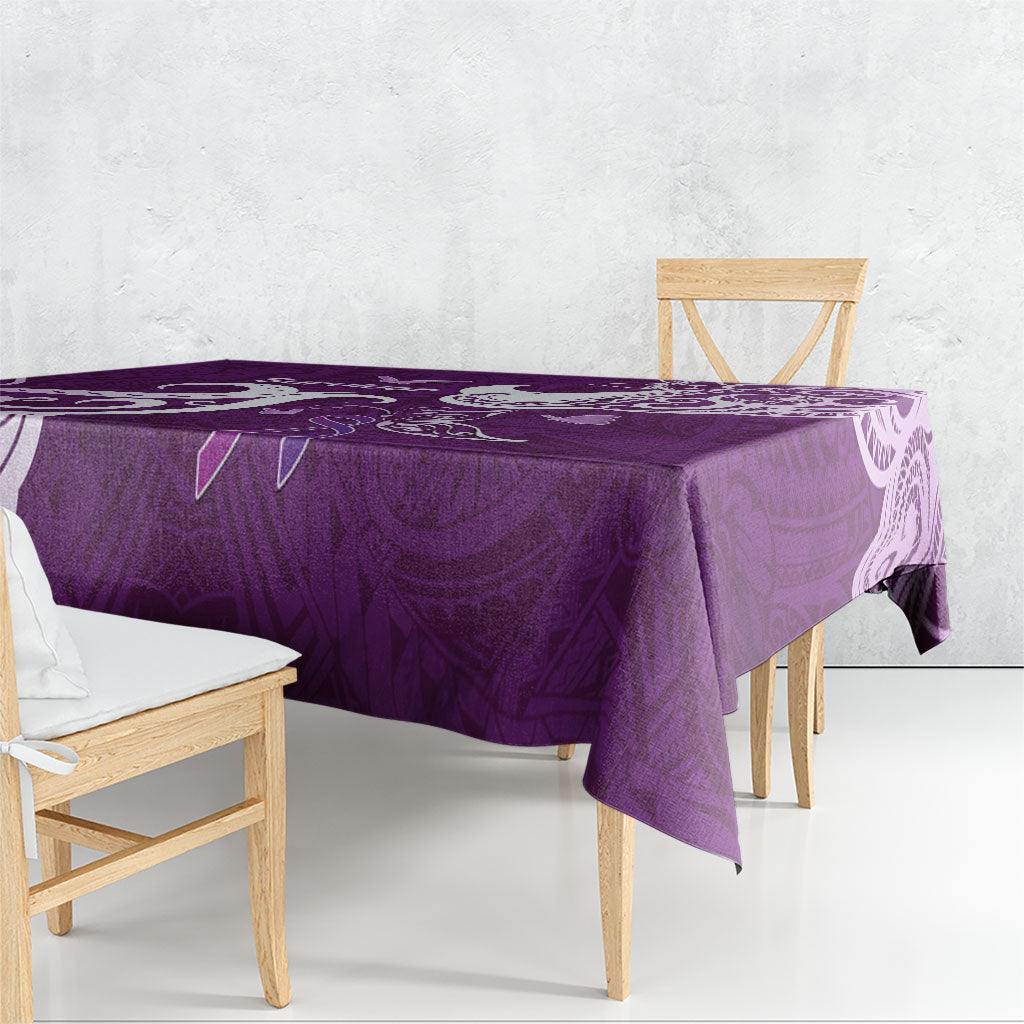 Fibromyalgia Support Tablecloth Polynesian Purple Ribbon