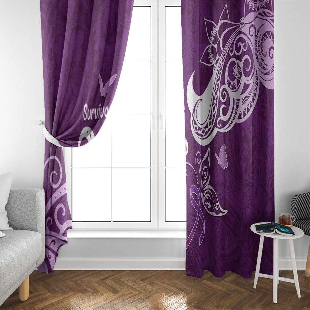 Fibromyalgia Support Window Curtain Polynesian Purple Ribbon