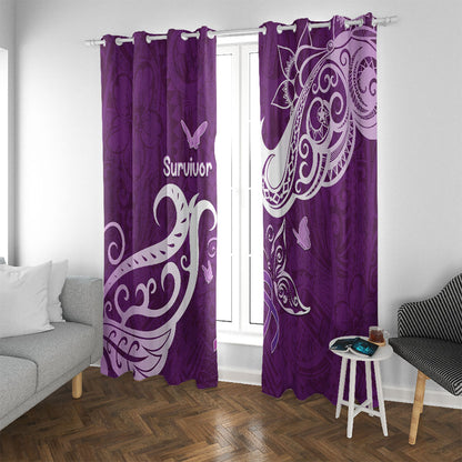 Fibromyalgia Support Window Curtain Polynesian Purple Ribbon
